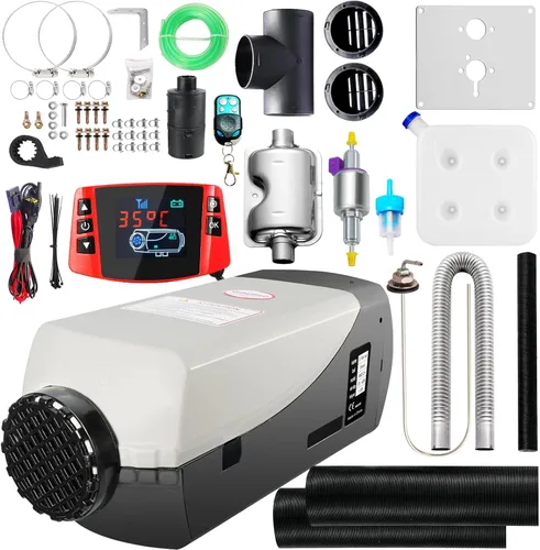 Miniatura 10 de WAYSKA - Calentador de aire diésel de 12 V, 1.3 galones, 2 kW, silenciador, calentador de estacionamiento diésel con termostato LCD y control remoto