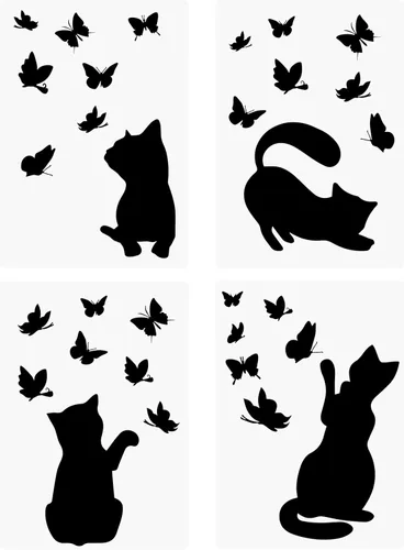 Plantilla de gato Mylar hoja mariposa plantilla para pintar pared dormitorio baño moderno Shabby Chic arte artesanal