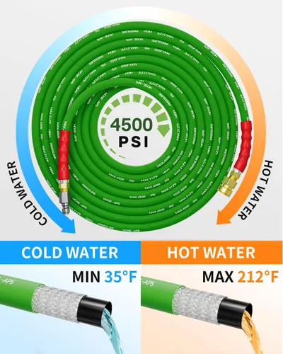 Miniatura 3 de Manguera de lavado a presión de 50 pies y 3/8 pulgadas para agua fría y caliente de 212 °F, con conexión rápida giratoria, alambre de acero trenzado