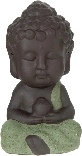 Miniatura 14 de FENGSHUI-CAISHEN Estatua de Little Buddha, figura de Buda bebé, arcilla hecha a mano para meditar decoración de escritorio zen para interiores Rojo