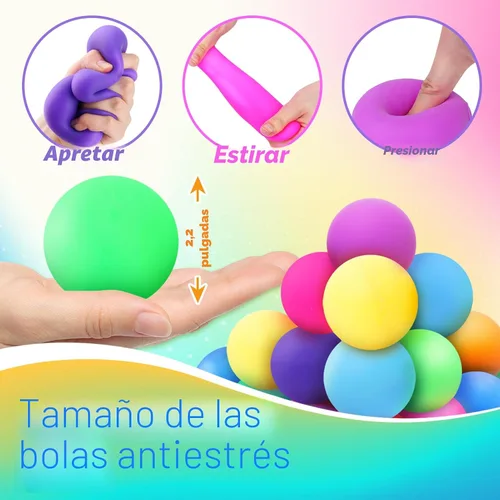 Miniatura 3 de Pelotas estrujables para niños y adultos: paquete de 18 bolas elásticas para aliviar el estrés nerviosismo, terapia de manos, pelota sensorial