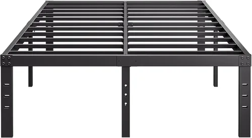 Miniatura 16 de Base de cama alta de 18 pulgadas, tamaño individual, marcos de cama de metal resistentes en negro, no necesita somier, fácil montaje, almacenamiento