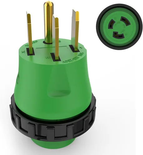 Miniatura 6 de RVGUARD Adaptador RV de 30 amperios a 30 amperios con conector de bloqueo, adaptador de corriente eléctrica NEMA TT-30P a NEMA L5-30R, verde