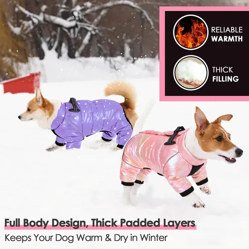 Miniatura 6 de AOFITEE Abrigo para perro, chaqueta impermeable para perros para invierno, traje de nieve cálido de cuerpo completo para perros pequeños, abrigo