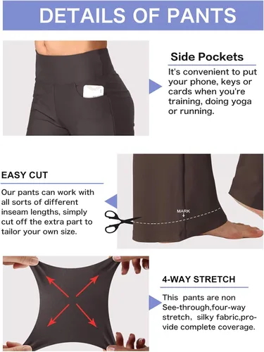 Miniatura 5 de nuveti Pantalones de yoga con corte de bota para mujer, control de abdomen, no se transparentan, pantalones de yoga