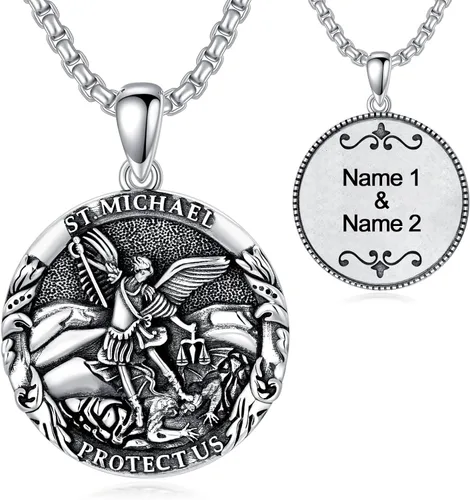 Miniatura 22 de CEKAMA - Collar de plata de ley 925 con dije de amuleto para hombres y mujeres, con cadena de 0.098 in, 22 pulgadas + 2 pulgadas