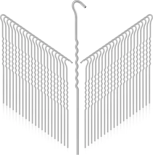 Cindeer 60 estacas de metal torcido para tienda de campaña de 12 pulgadas, ganchos de metal para valla de jardín, clavijas a prueba de excavación de