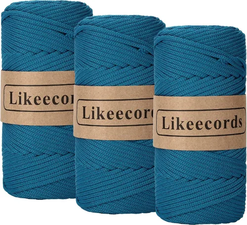Miniatura 48 de Likeecords Cordón de macramé trenzado de poliéster de 0.157 in, 140 yardas/426 pies, hilo elástico para bolsa de ganchillo para manualidades, Verde