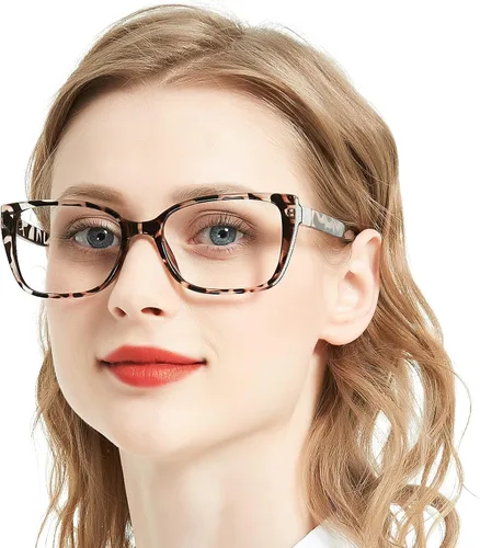 Miniatura 7 de AEZUNI Anteojos de lectura de diseño para mujer, anteojos cuadrados de gran tamaño, para mujer con marcos brillantes de 1.0, 1.25, 1.5, 1.75, 2.0