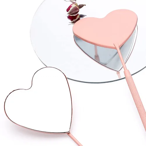 Miniatura 5 de Espejo de extensión de pestañas, herramientas de pestañas, espejo grande de acero inoxidable en forma de corazón para verificar pestañas, aplicar