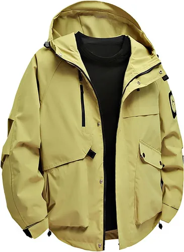 Miniatura 6 de Chaqueta de esquí impermeable para hombre, resistente al viento, abrigo de invierno con forro polar con capucha para escalar y romper el viento