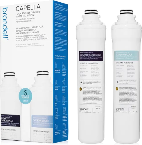 Miniatura 3 de Brondell Juego de filtros de repuesto de ósmosis inversa para sistema de filtración de agua Capella RO, carbón activado Plus y filtros de bloque
