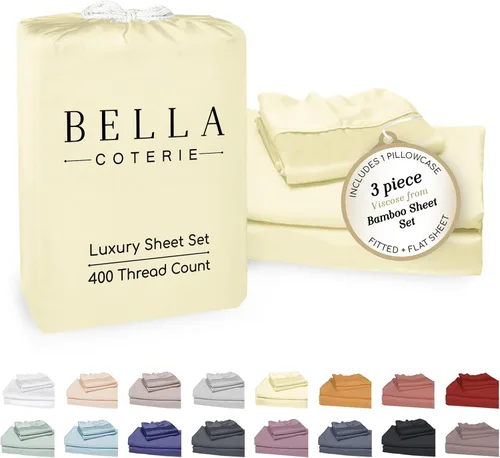 Miniatura 66 de Bella Coterie - Juego de sábanas de lujo de viscosa de bambú para cama tamaño split king 2 sábanas ajustadas para camas Sleep Number y camas 06