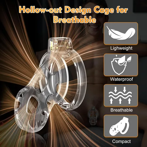 Miniatura 7 de Dispositivos de Jaula de Castidad Masculina - Jaula de Pene de Silicona Suave y Ligera para Hombre, Cintura de Castidad Transparente con Candado