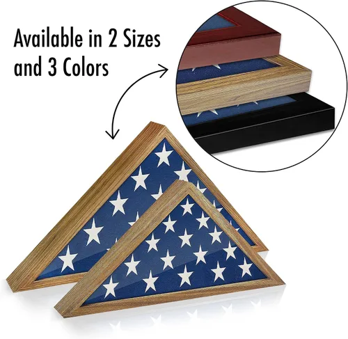 Miniatura 6 de Americanflat Pequeña vitrina plegada de bandera – Se adapta a banderas ceremoniales plegadas de 3 x 5 pies (no para bandera funeraria) – Colección