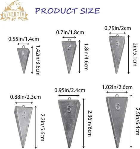 Miniatura 2 de Pyramid Sinkers Pesas de pesca de agua salada, peso de pesca para bagre, equipo de pesca de surf con caja de 1 oz, 2 onzas, 3 onzas, 4 onzas, 5