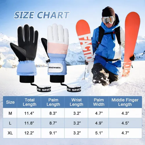 Miniatura 2 de Zando Guantes de esquí, guantes de invierno, guantes de nieve para clima frío, guantes de snowboard, guantes térmicos impermeables para pantalla