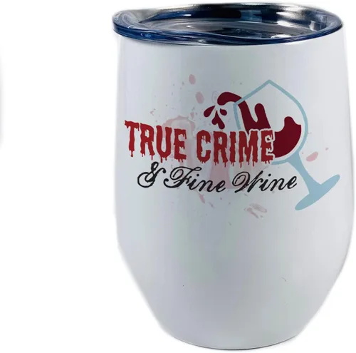 True Crime and Fine Wine – Diseño de vino derramado con salpicaduras de sangre, regalo para los fanáticos del crimen verdadero, un vaso de vino de
