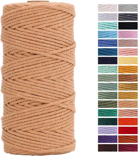 Miniatura 20 de Cuerda de Macramé Gris Claro 3mm x 109 Yardas, Cuerda de Algodón de Colores Cuerda para Manualidades Cuerda de Algodón Colorida para Colgar