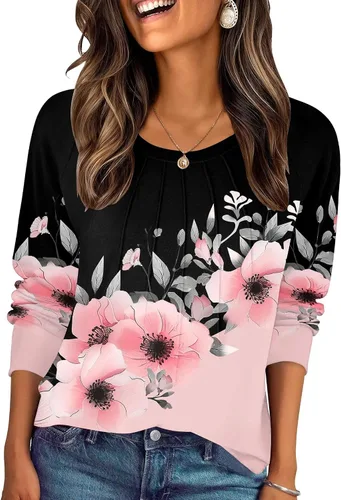 Miniatura 7 de Zeagoo Blusas de otoño para mujer, camisas de manga larga, blusas casuales de algodón, blusas plisadas elegantes 2025