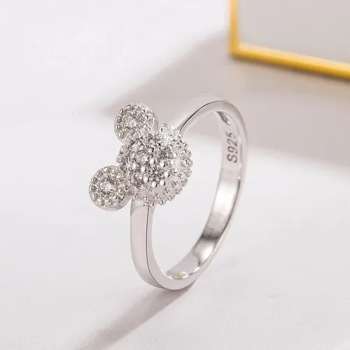 Miniatura 5 de H&Beautimer Anillos de plata de ley 925 para mujer, bonitos anillos de diseño de Mickey, joyería fina para mujeres y niñas, anillos de boda AAA CZ