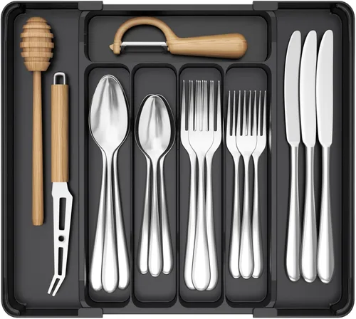 Miniatura 41 de Lifewit Organizador de cajones de cubiertos, bandeja expandible para utensilios de cocina, soporte para vajilla y cubiertos libre de BPA