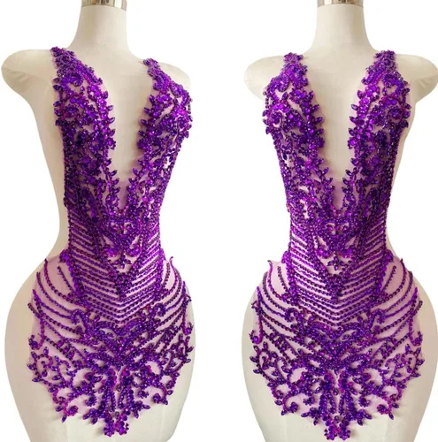 Miniatura 10 de Apliques de diamantes de imitación hechos a mano para coser en cuentas, parches de recorte, accesorios para vestido de novia, parche de encaje