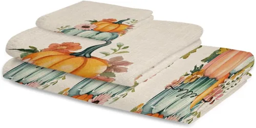 Miniatura 2 de Harvest Pumpkin Bath Towels for Bathroom Set - Luxury Towels Gifts for Women,Quick Dry Beach Kitchen Hand Hair Face Yoga Workout Gym Towel and Dish