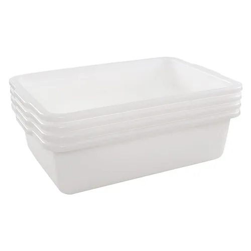 Miniatura 8 de Paquete de 4 cajas de autobús comerciales, caja de almacenamiento de plástico blanco/lavabo, bañeras de procesamiento de carne (25 litros)