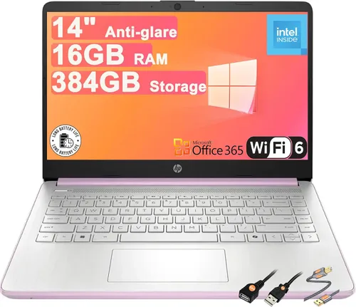 Miniatura 14 de HP 14 portátiles portátiles livianos para negocios y estudiantes, 14 pulgadas, HD, antirreflejo, Intel de 4 núcleos, N150, 8 GB de RAM, 192 GB