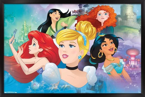 Miniatura 10 de Trends International Disney Princess - Póster de pared de Gaze, 14.72 x 22.37 pulgadas, versión enmarcada de madera de granero