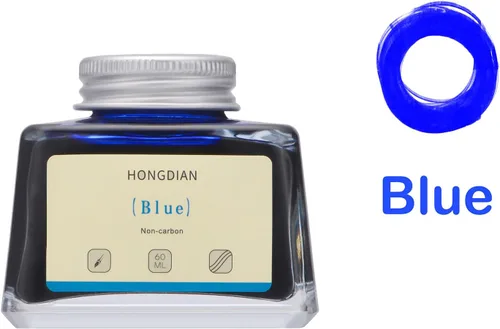 Miniatura 4 de Asvine Hongdian Pluma estilográfica con tinta embotellada Azul, Botella de tinta de 60ml para pluma estilográfica sin carbono