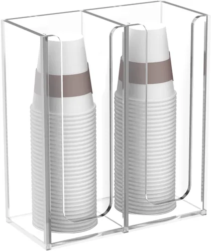 Miniatura 4 de Richboom Soporte organizador de almacenamiento acrílico para taza de café y tapa, 2 compartimentos, transparente