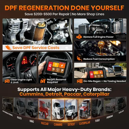 Miniatura 3 de ANCEL V6HD - Escáner de camión resistente Herramienta de diagnóstico diésel bidireccional de regeneración DPF forzada ECU codificación 40+