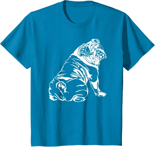 Miniatura 83 de Gracioso Bulldog Inglés playera perro Hund playera regalo, Azul (Heather blue)