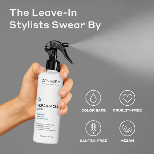 Miniatura 9 de ZENAGEN Repairacle Repairing Leave-In Conditioner Strengthens & Repairs Hair, Detangles & Smooths, Adds Shine & Hydration, Plant-Based