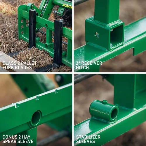 Miniatura 3 de Titan Attachments Marco de horquilla de palet Series Economy, se adapta a gancho y pasador John Deere, clasificado de 4000 libras, se adapta a