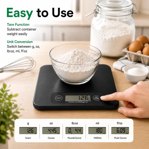 Miniatura 3 de URAMAZ Báscula de alimentos con calculadora nutricional, báscula digital de alimentos para báscula de cocina gramos y onzas, báscula inteligente