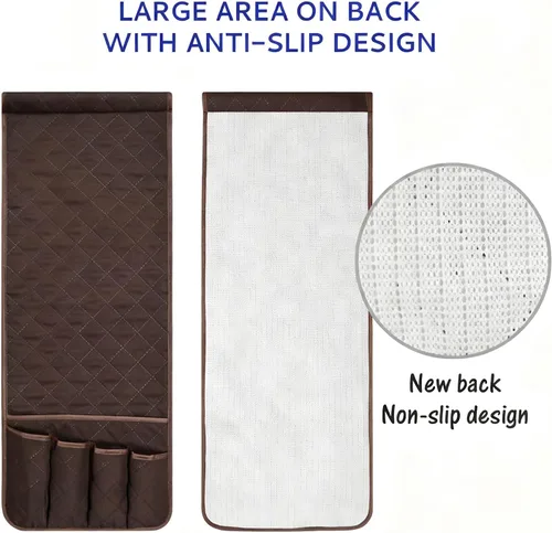 Miniatura 5 de Organizador de reposabrazos para sofá antideslizante, organizador de almacenamiento para sillón y junto a la cama para sofá reclinable con 5 Marrón