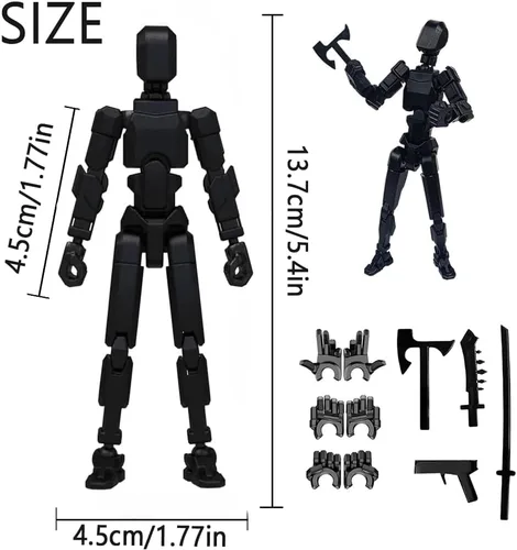 Miniatura 3 de Feetcant Titan 13 Figura de Acción, 2025 Nuevo Robot de la Suerte 13 Figuras de Acción, Figuras de Acción Impresas en 3D para Niños (Negro-1pc)