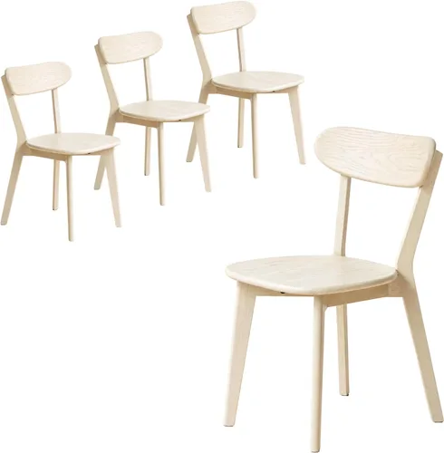 Miniatura 16 de Silla de comedor de madera maciza blanca, silla de comedor de roble de grado FAS individual, respaldo curvado resistente y diseño exterior de pata