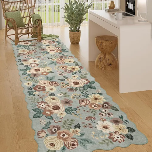 Miniatura 182 de DUKINO Alfombra de área de 6 x 9 pies, alfombra floral para sala de estar, ligera, antideslizante, lavable, alfombra de interior de pelo bajo