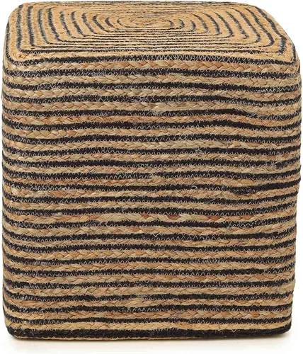 Miniatura 4 de REDEARTH · Puf otomano de pie en forma de cubo - Puf trenzado de yute para sentarse, reposapiés para sala de estar, dormitorio, guardería, patio