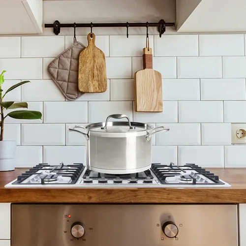 Miniatura 6 de Estufa de gas de 34 pulgadas, 5 quemadores de acero inoxidable incorporada, estufa de gas G/LPG para el hogar, cocina, comercial con protección de 5