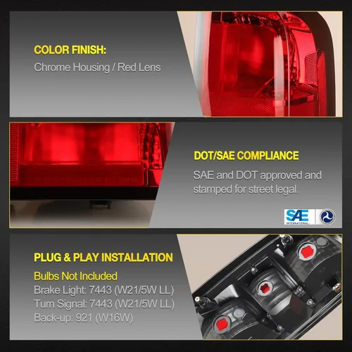 Miniatura 7 de Luz trasera para Chevy Colorado 2015-2022, lente roja, luces traseras estilo OEM, repuesto para 15-22, Colorado, 1 par 1 juego