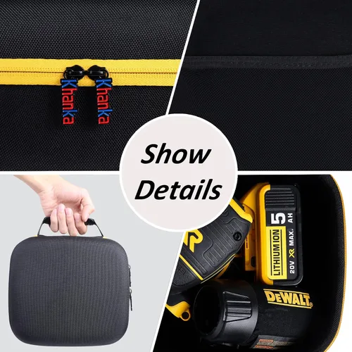 Miniatura 5 de khanka Estuche rígido de viaje compatible con lijadora orbital DEWALT 20V MAX (DCW210B), solo funda