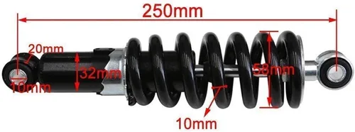 Miniatura 4 de Paquete de 2 amortiguadores traseros de 9.843 in, 9.8 pulgadas, carga Sensa-Trac para Dirt Pit Bike Motocicleta, 1200 libras