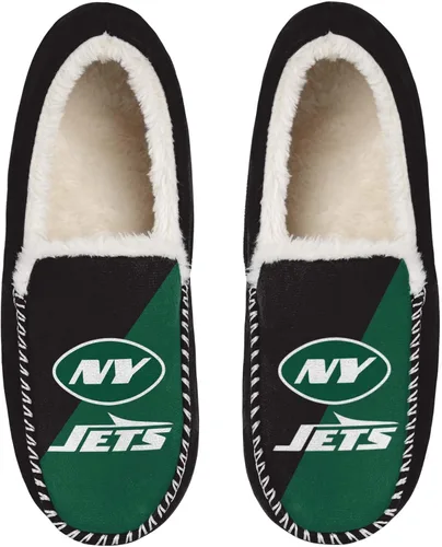 Miniatura 6 de FOCO NFL - Pantuflas tipo mocasín unisex para adultos, con licencia oficial, con logotipo primario, con forro de sherpa