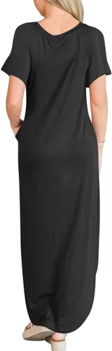 Miniatura 4 de ANRABESS - Vestido largo de playa de verano con bolsillos, suelto, informal, de manga corta, para mujer