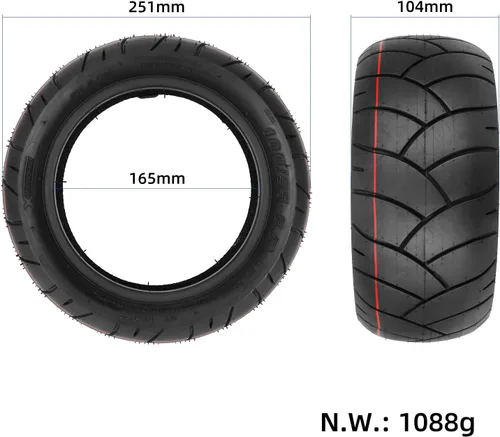 Miniatura 2 de Neumático de repuesto sin cámara a prueba de explosiones de goma resistente de 11" 100/55-6.5 para neumático 90/65-6.5 de scooter eléctrico, ATV